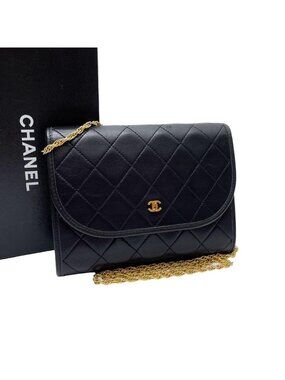 Chanel Mini Quilted Chain Shoulder Bag CC Logo Black